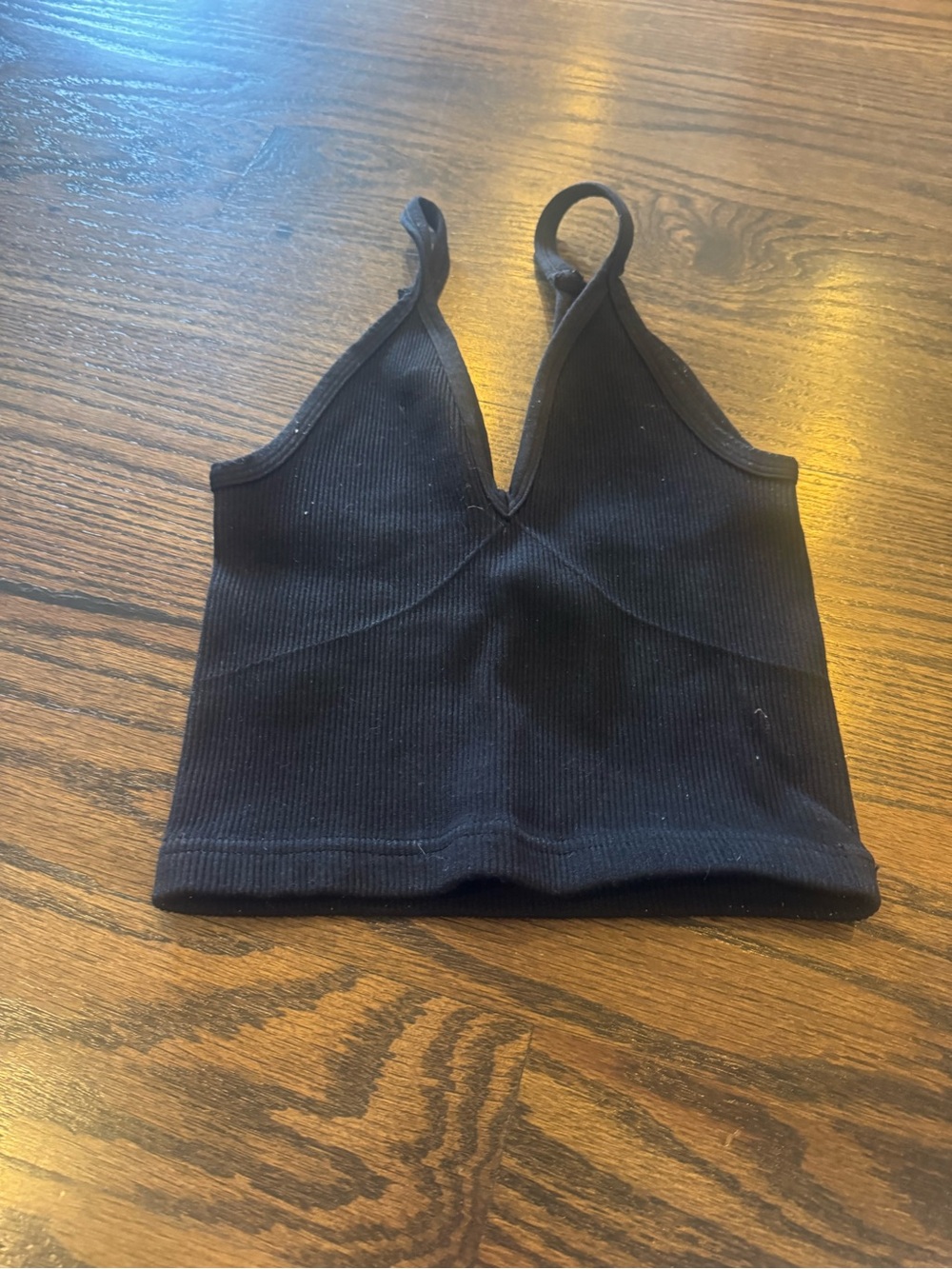 FP Movement by Free People Black Ribbed V-Neck Cropped Tank